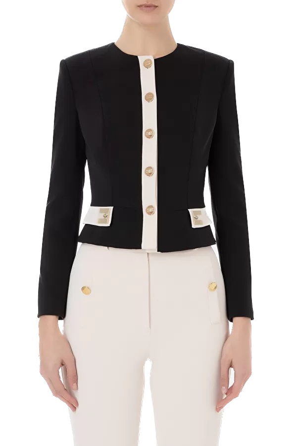 ELS-GI04331E2 BLACK&CREAM BLOUSE