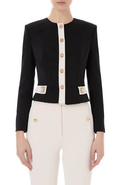 ELS-GI04331E2 BLACK&CREAM BLOUSE