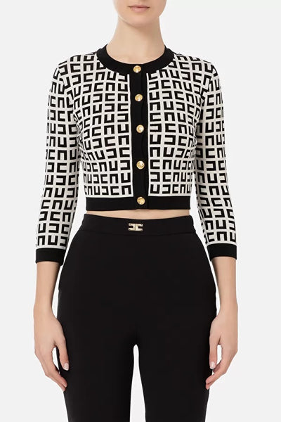 ELS-MK33Z31E2 BLACK&CREAM CARDIGAN