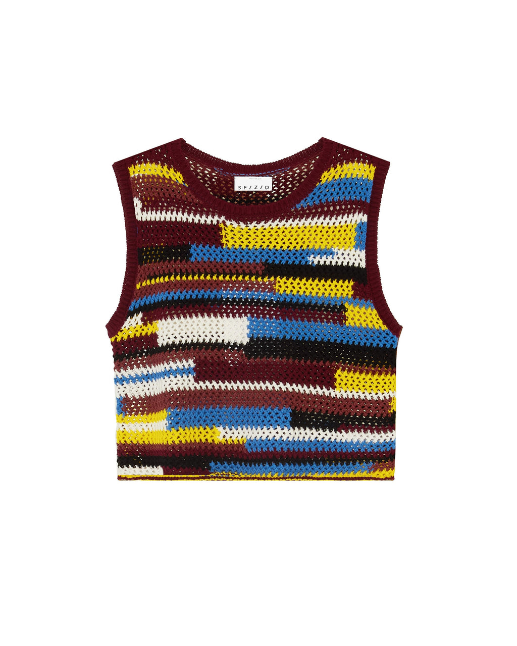 SFZ-23FE8353CROCHET BROWN KNIT VEST