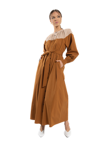 O&E-MC5441C BROWN&BEIGE DRESS