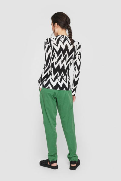 BKR-13397 BLACK&WHITE ZIG ZAG BLOUSE