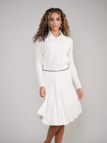 ALZ-104 27" WHITE PLEAT NAME SKIRT
