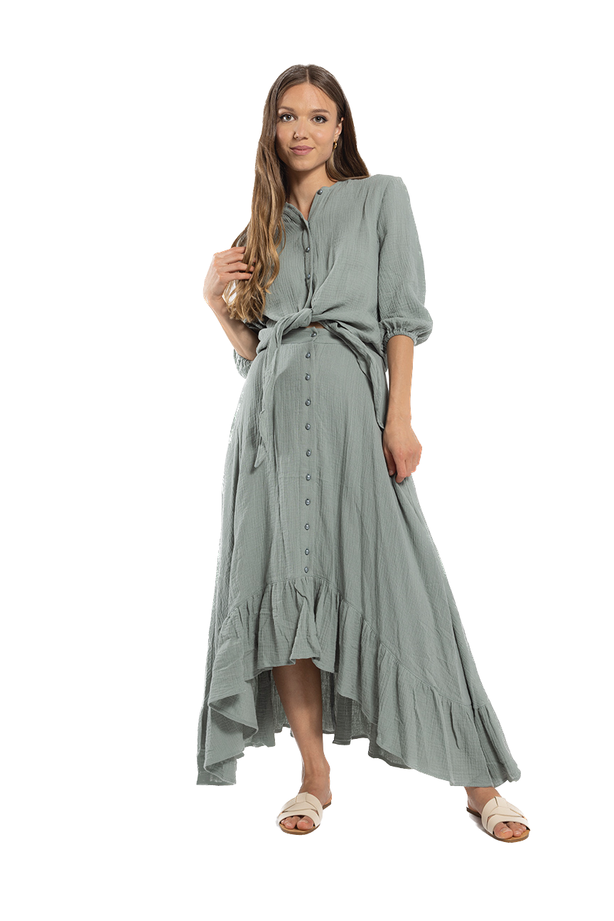 O&E-M273 LIGHT BLUE TIE TOP