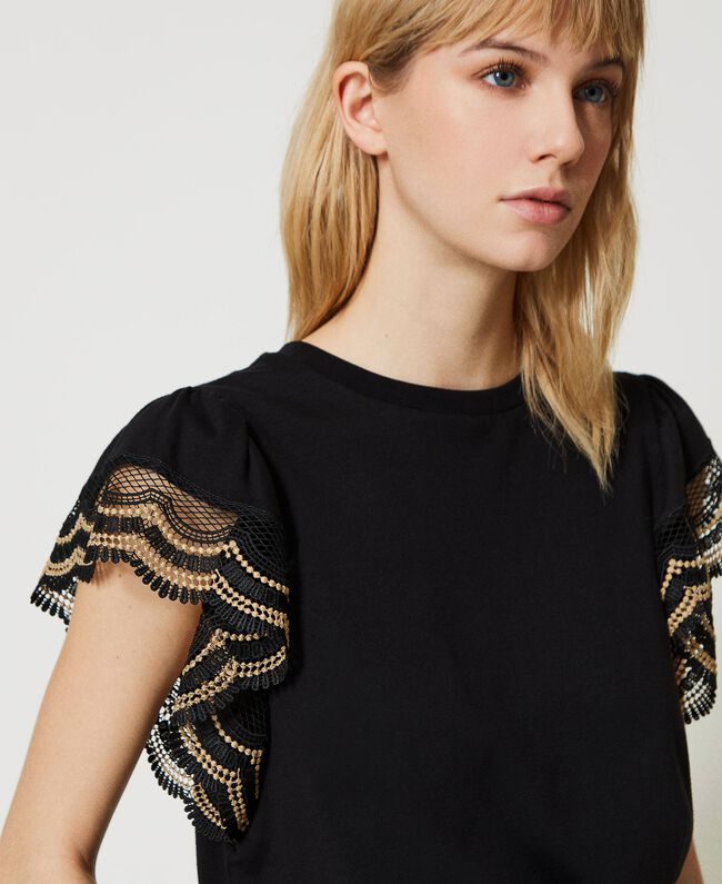 TWS-231TT2130 BLACK&BEIGE T-SHIRT