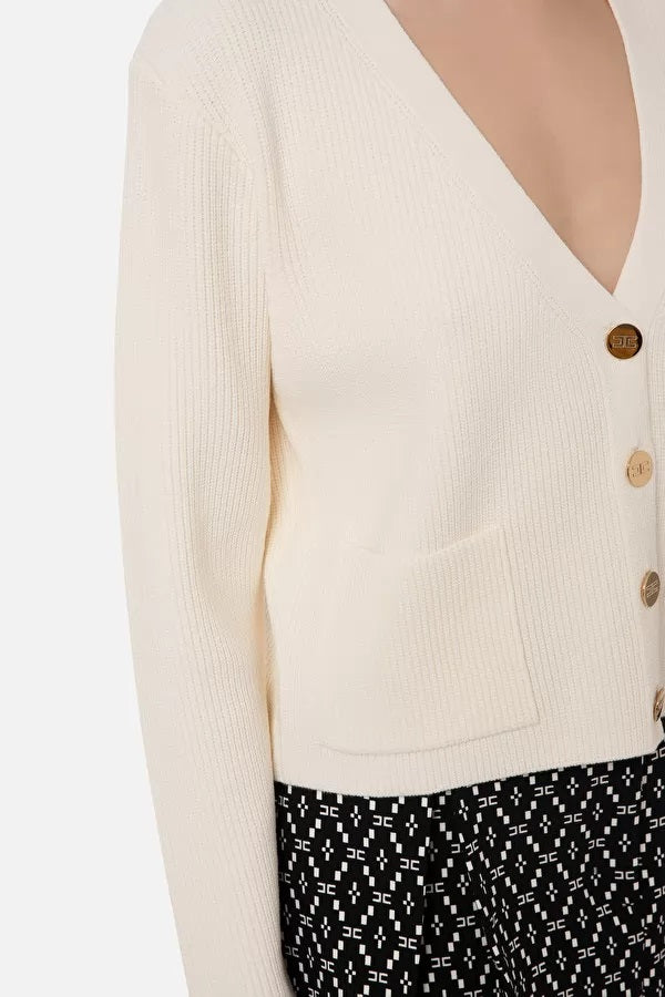 ELS-MK32Q31E2 CREAM CROP CARDIGAN