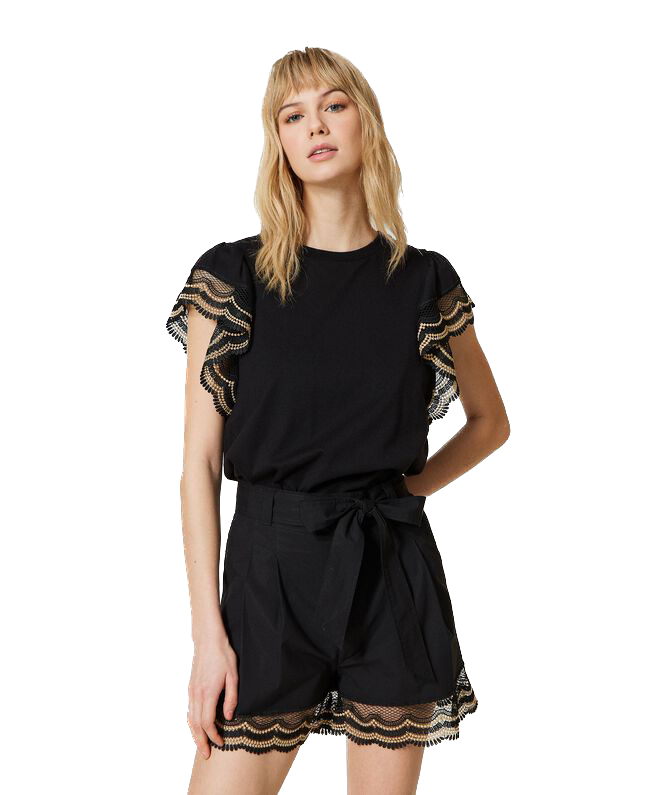 TWS-231TT2130 BLACK&BEIGE T-SHIRT