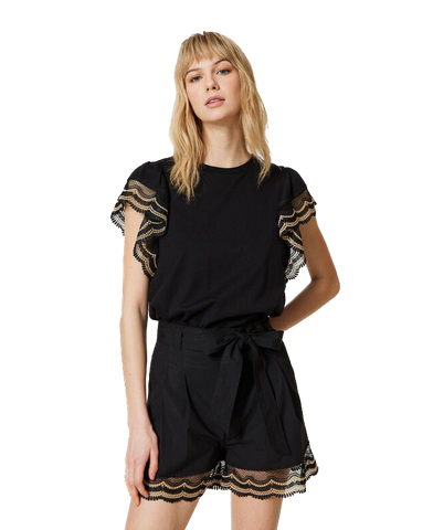 TWS-231TT2130 BLACK&BEIGE T-SHIRT