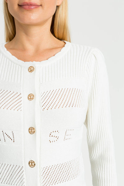TW-231TP3052 WHITE LOGO CARDIGAN