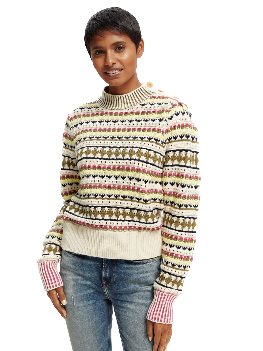 SAS-17098423PLM MULTI STITCH TOP
