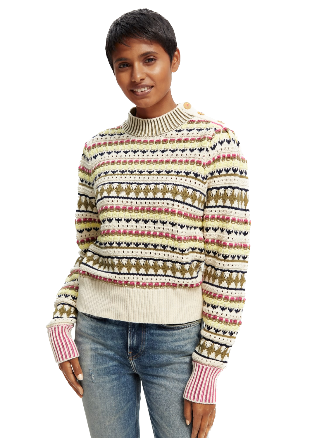 SAS-17098423PLM MULTI STITCH TOP