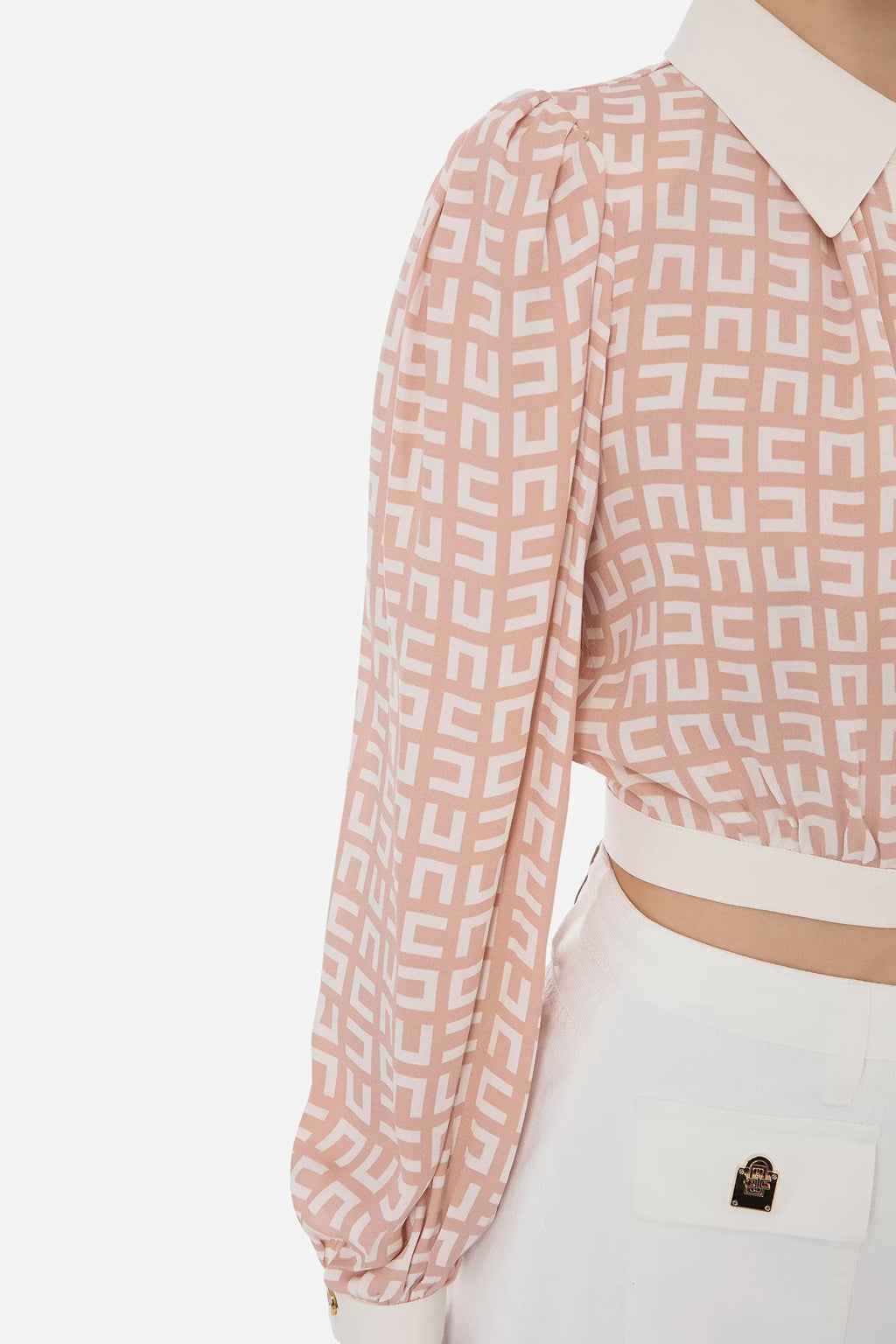ELS-CA00831E2 CREAM&PINK BLOUSE