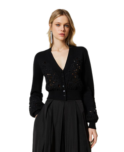 TW-231TP3491 BLACK CROP CARDIGAN