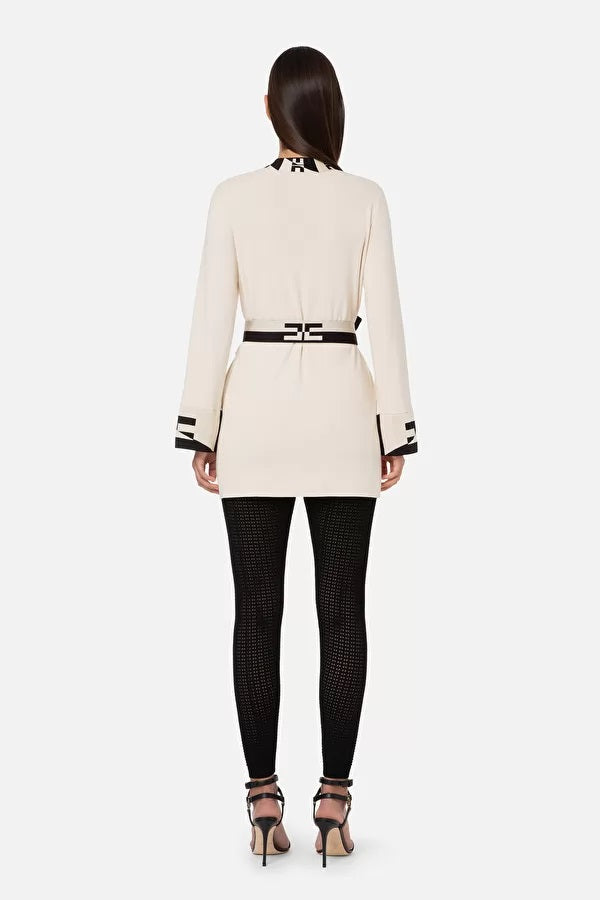 ELS-MK19S31E2 CREAM&BLACK CARDIGAN
