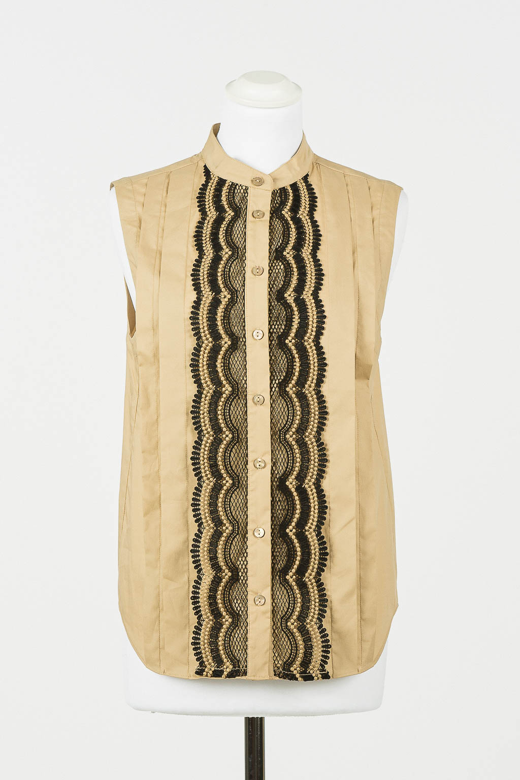 TWS-231TT2125 BLACK&BEIGE BLOUSE