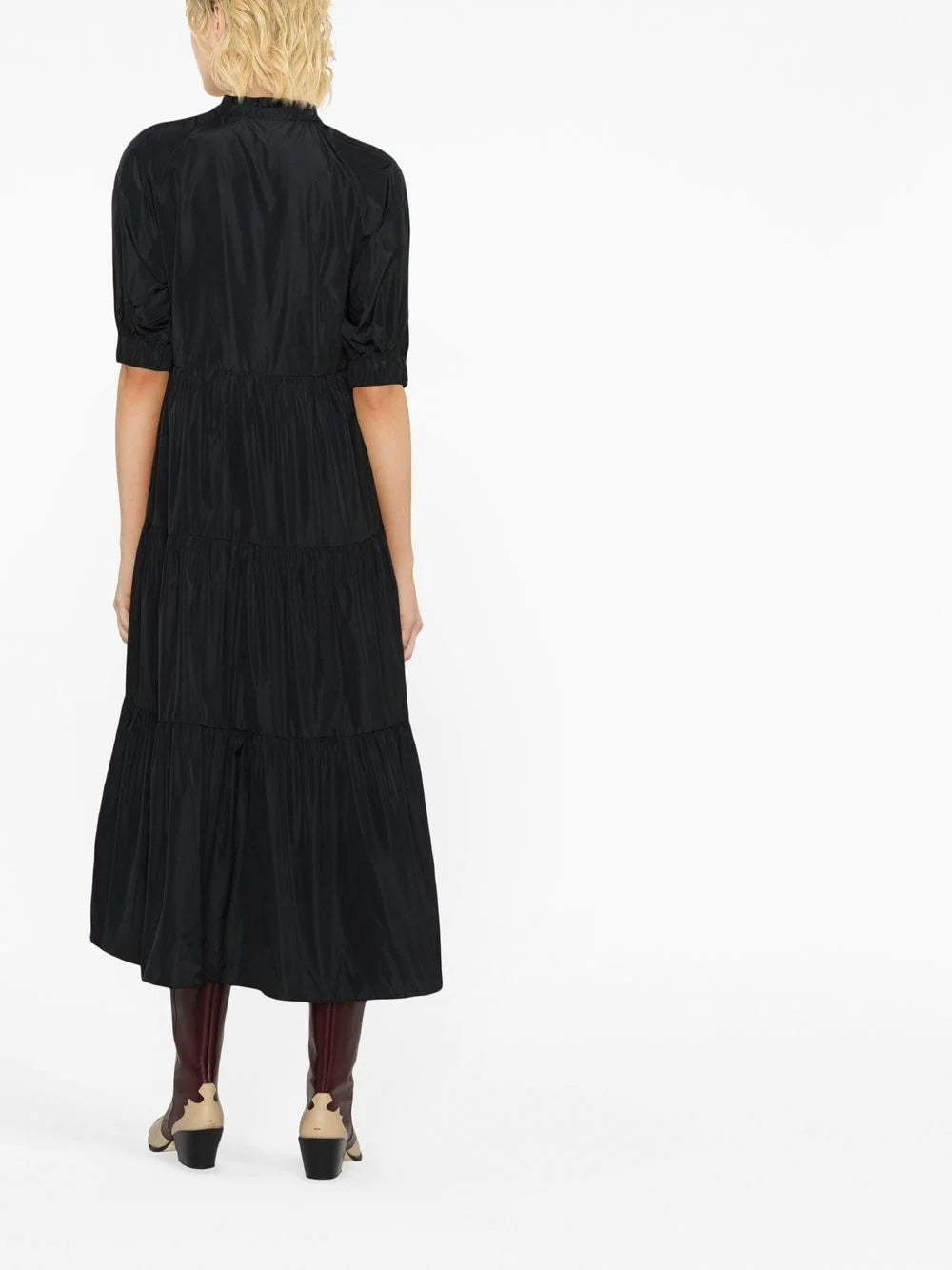 PHY-0434 BLACK TAFFETTA DRESS