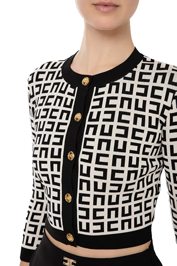 ELS-MK33Z31E2 BLACK&CREAM CARDIGAN