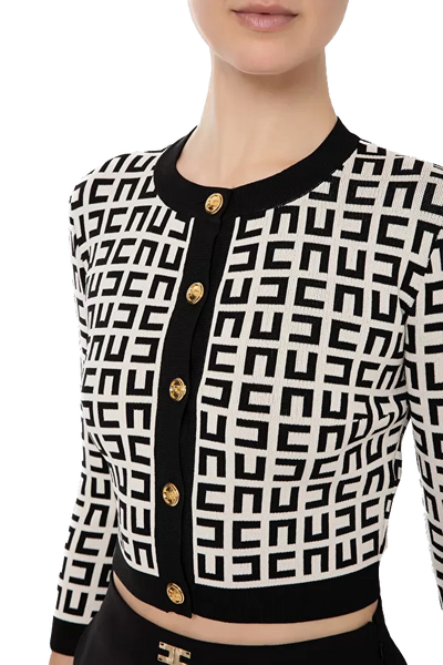 ELS-MK33Z31E2 BLACK&CREAM CARDIGAN