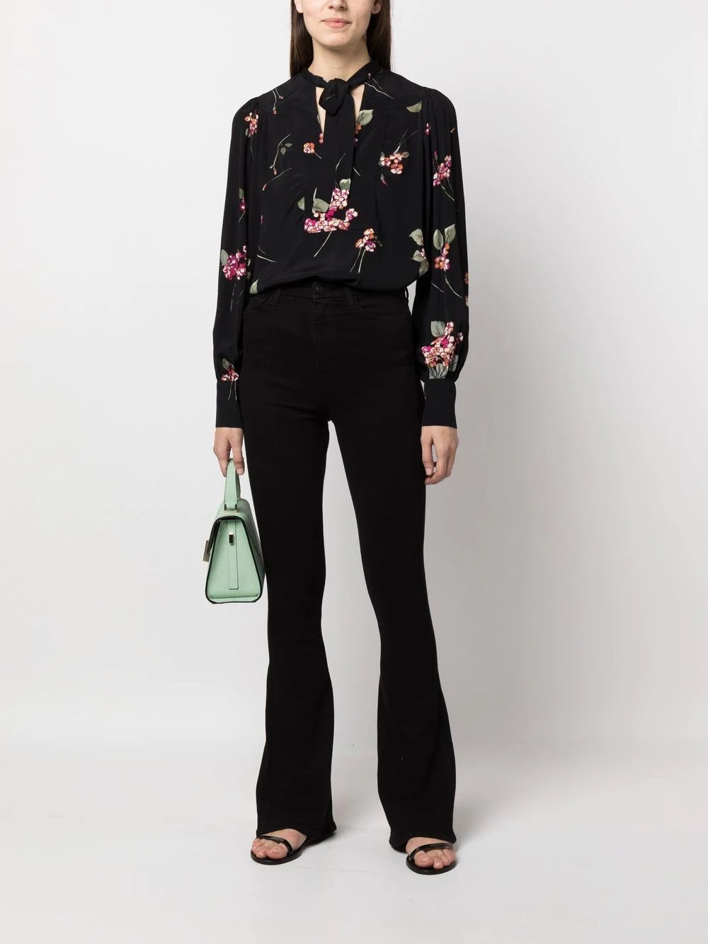 TWS-231TP2704 BLACK FLORAL BLOUSE