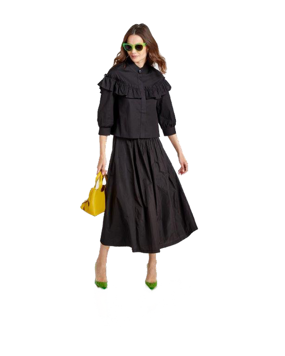 NOI-14640 BLACK COTTON LAYER BLOUSE