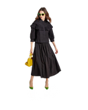 NOI-14640 BLACK COTTON LAYER BLOUSE