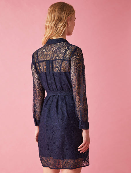 IBL-237621023 IRMA NAVY LACE DRESS