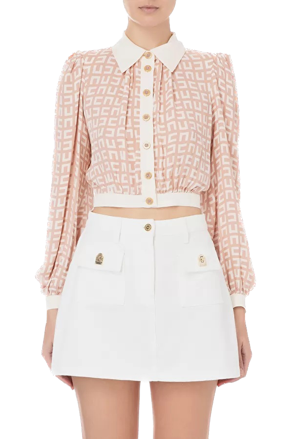 ELS-CA00831E2 CREAM&PINK BLOUSE