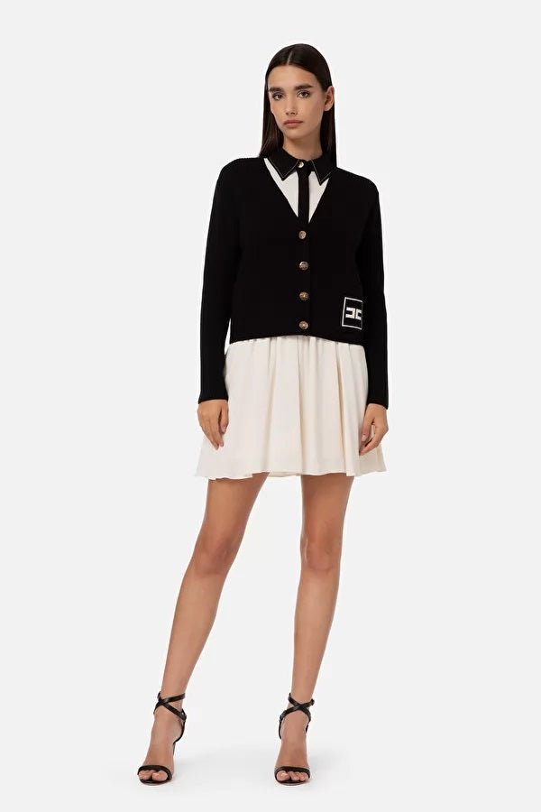 ELS-MK32Q31E2 BLACK CROP CARDIGAN