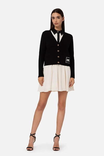 ELS-MK32Q31E2 BLACK CROP CARDIGAN