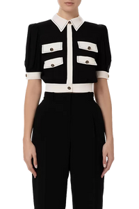 ELS-CA01431E2 BLACK&CREAM BLOUSE