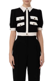 ELS-CA01431E2 BLACK&CREAM BLOUSE