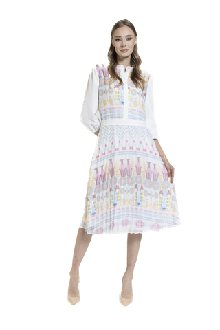 LUE-WS23400-A WHITE&MULTI DRESS