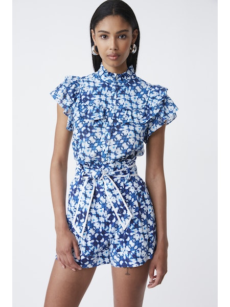 SUN-S23C07224 LERIA BLUE PRINT BLOUSE