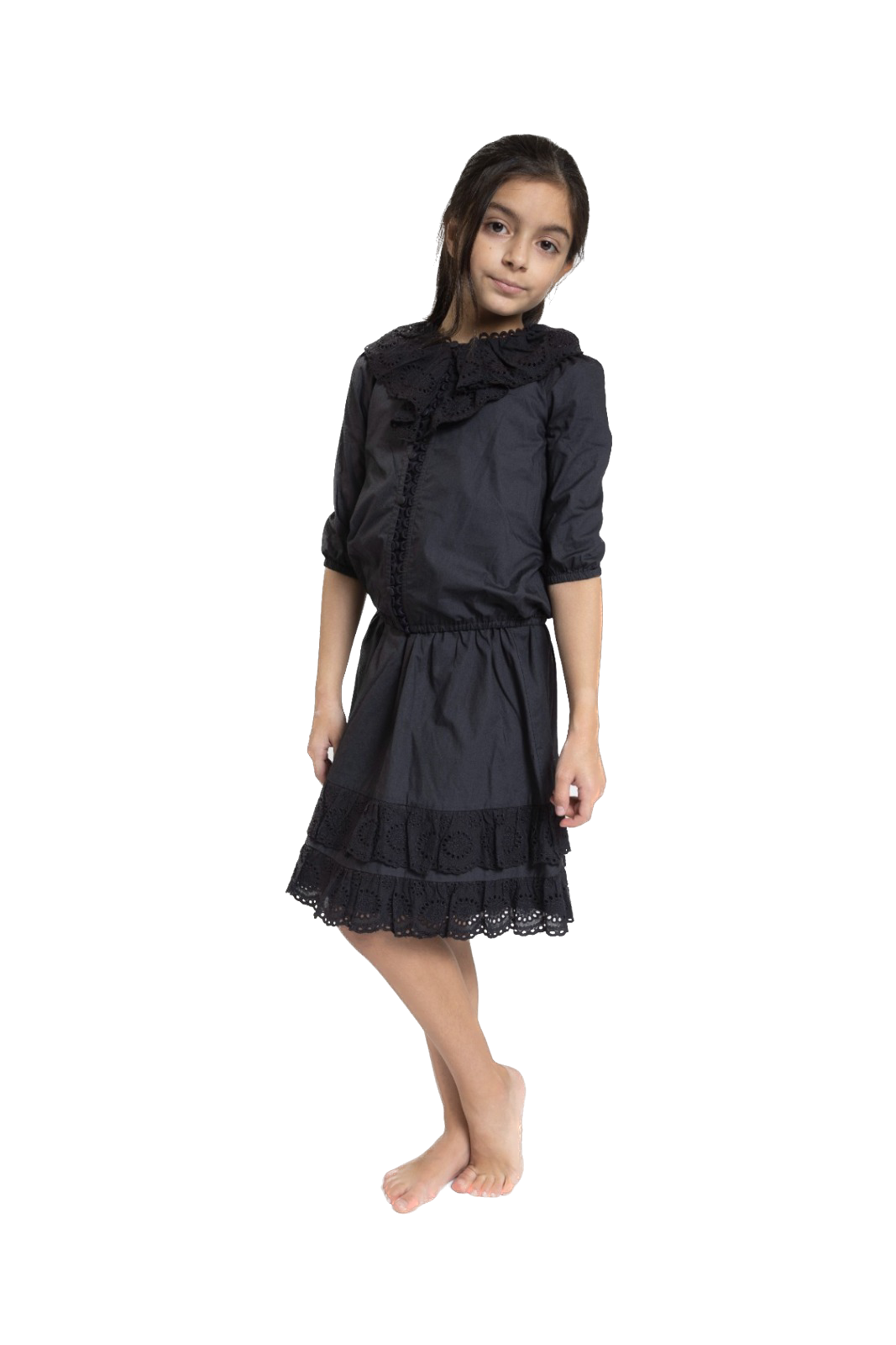 LKI-FR23630-C BLACK FRILL TOP
