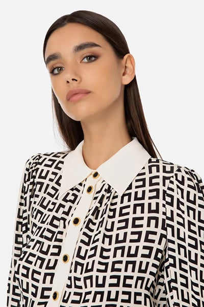 ELS-CA00831E2 CREAM&BLACK BLOUSE