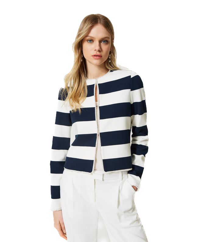 TWS-231TP229A WHT&NAVY CARDIGAN