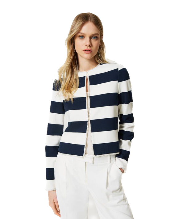 TWS-231TP229A WHT&NAVY CARDIGAN
