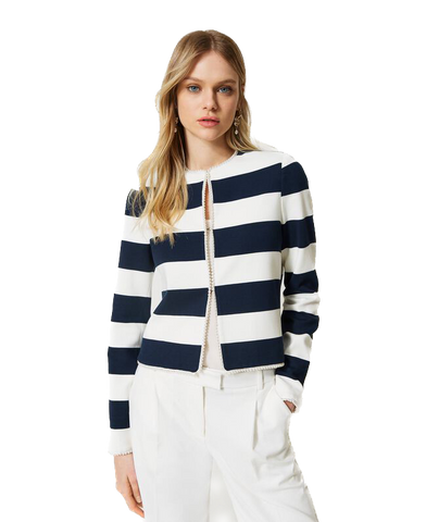 TWS-231TP229A WHT&NAVY CARDIGAN