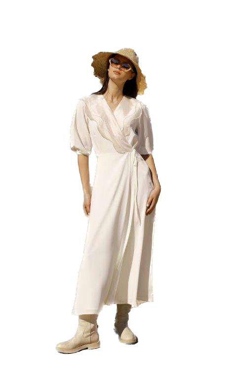 NOI-1817 BLACK WRAP COLLAR DRESS