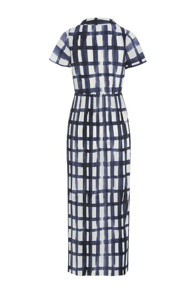 BKR-13344 BLUE&WHITE CHECKDRESS