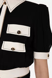 ELS-CA01431E2 BLACK&CREAM BLOUSE