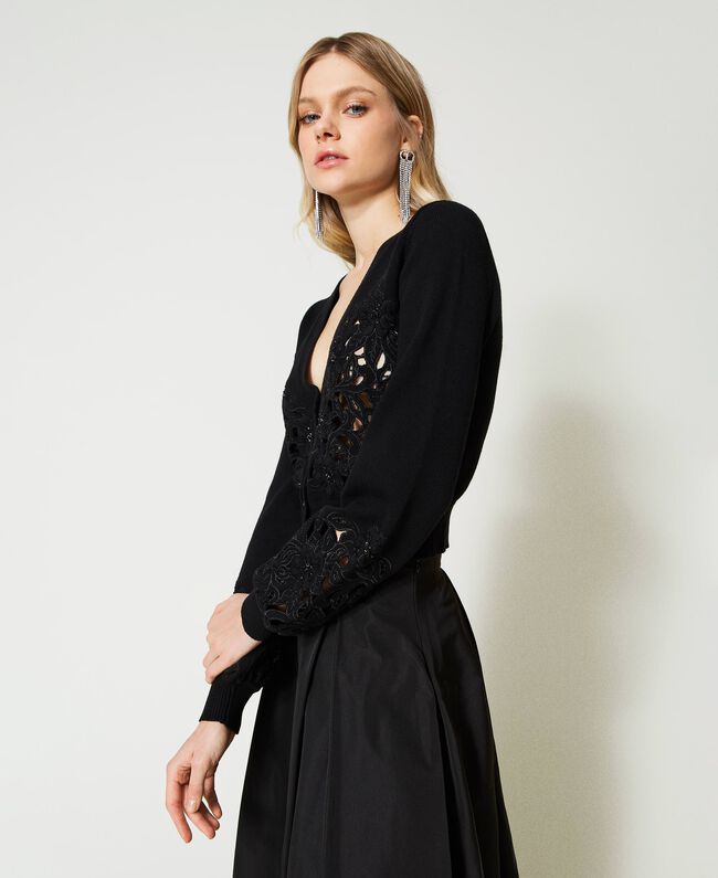 TW-231TP3491 BLACK CROP CARDIGAN