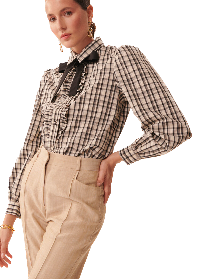 TAJ-TRCHE08TR107 CHERI CHECK BLOUSE