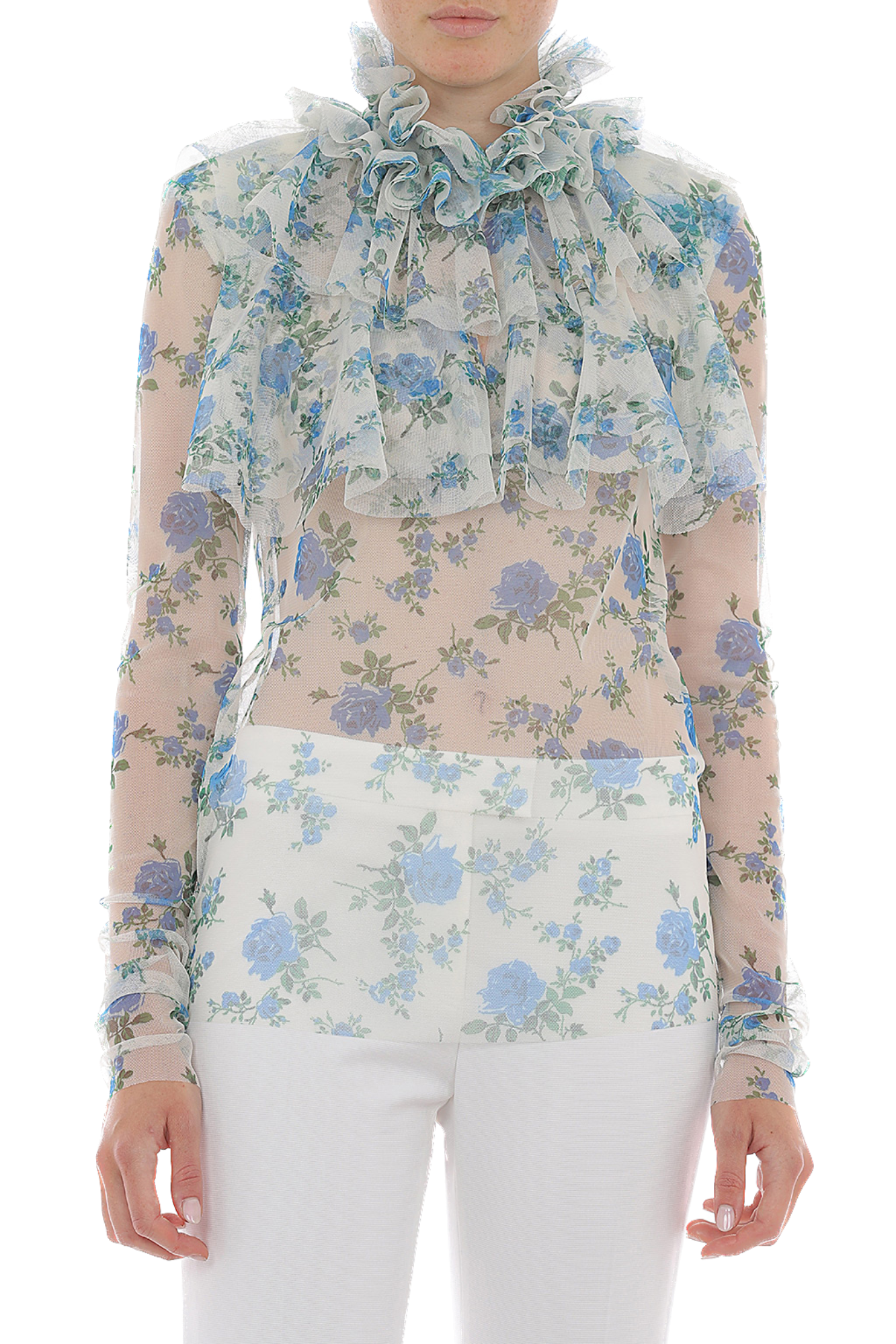 PHY-0224 BLACK&PINK FLORAL BLOUSE