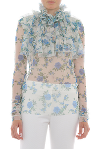 PHY-0224 BLACK&PINK FLORAL BLOUSE