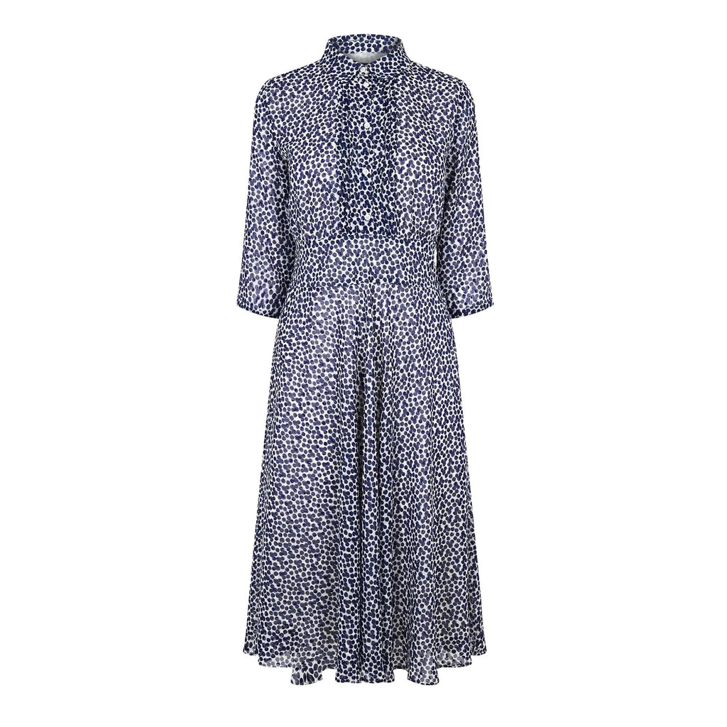 EBM-SCOPPIO NAVY&WHITE PRINT DRESS