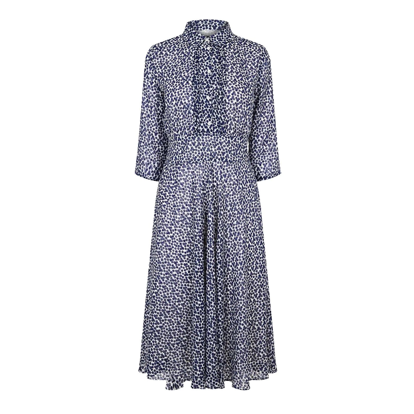 EBM-SCOPPIO NAVY&WHITE PRINT DRESS
