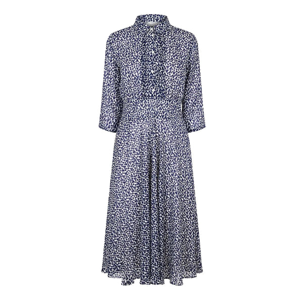 EBM-SCOPPIO NAVY&WHITE PRINT DRESS