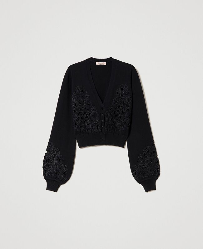 TW-231TP3491 BLACK CROP CARDIGAN