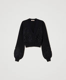 TW-231TP3491 BLACK CROP CARDIGAN